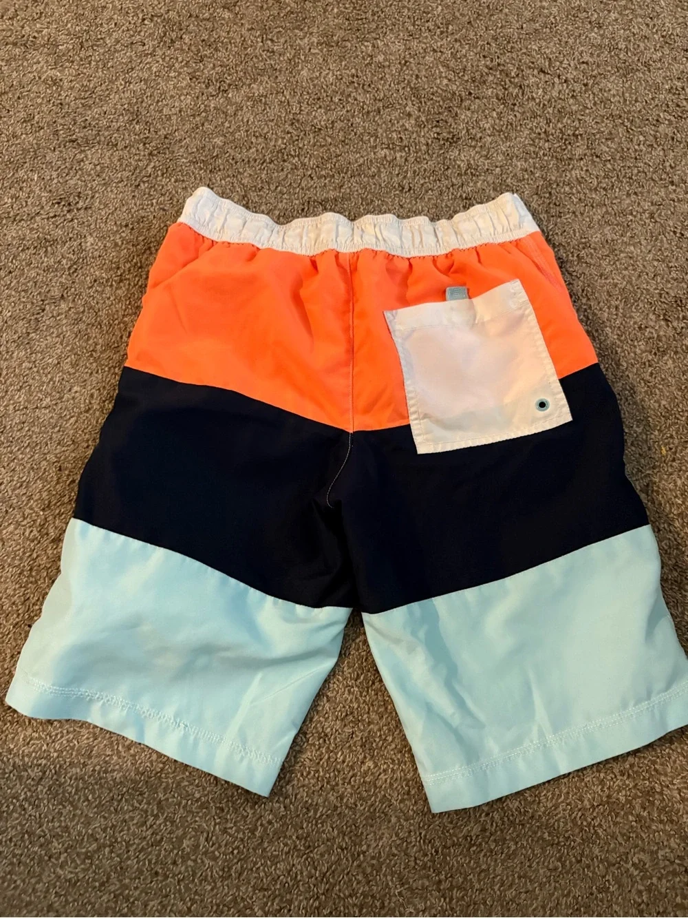 Gymboree Boys Colorblock Swim Trunks in Orange, Navy & Light Blue
